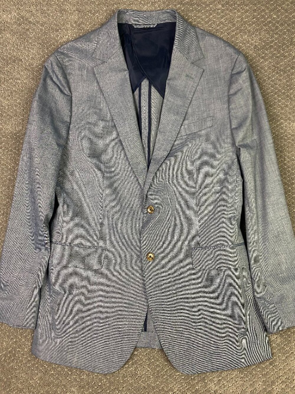 Bonobos Blazer Sport Coat Mens 42L Blue Athletic Fit Cotton Spandex Unstructured